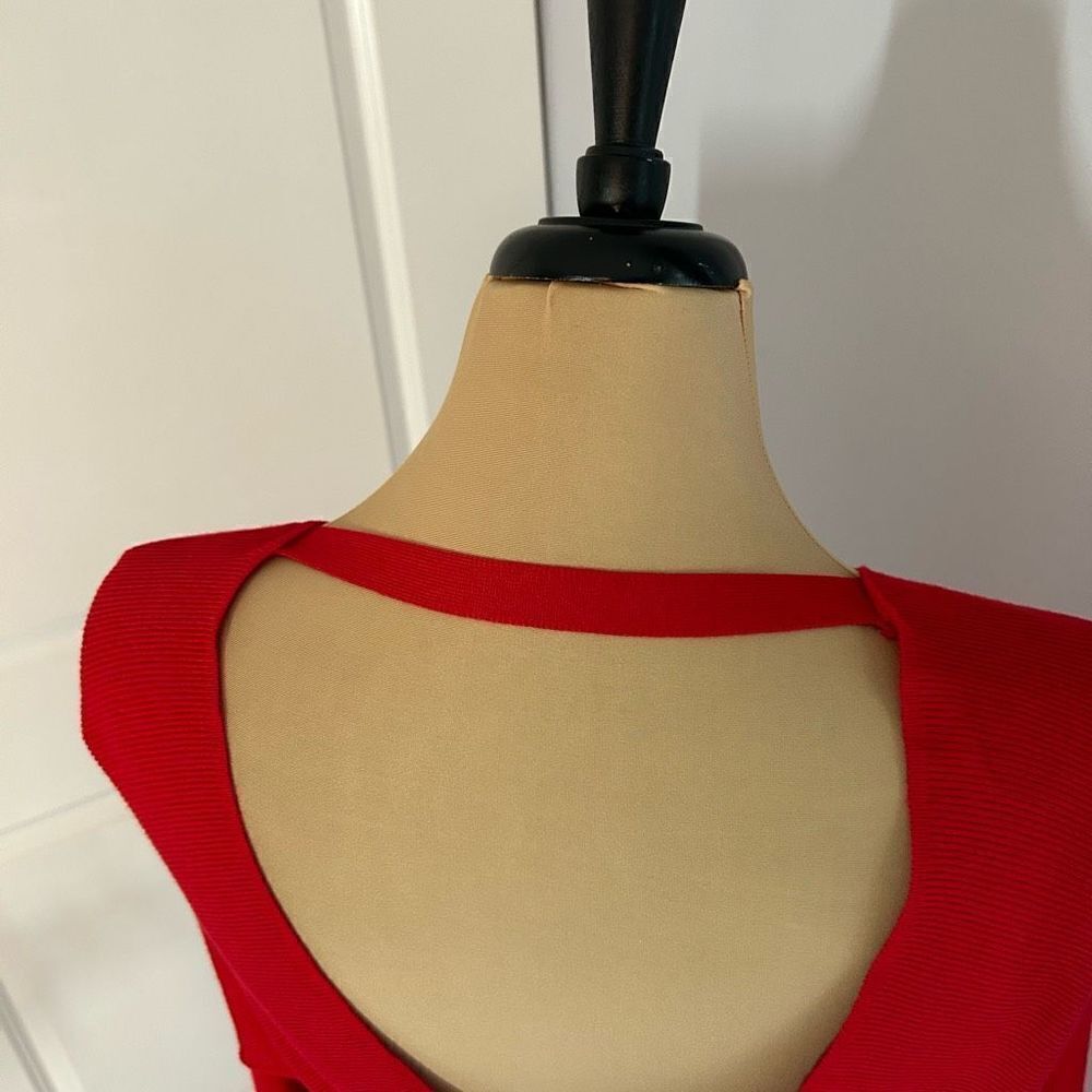 Women’s Red Long Sleeve Mini Wrap Dress - Picture 5 of 8